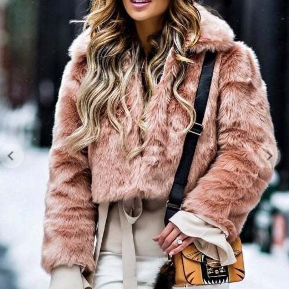 NWT dusty pink faux fur bomber style jacket - 1X